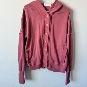 Pink Button-Up Hoodie